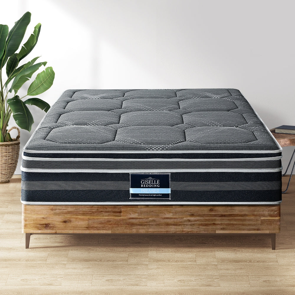 QUEEN Mattress Bed 7 Zone Dual Euro Top Pocket Spring Medium Firm