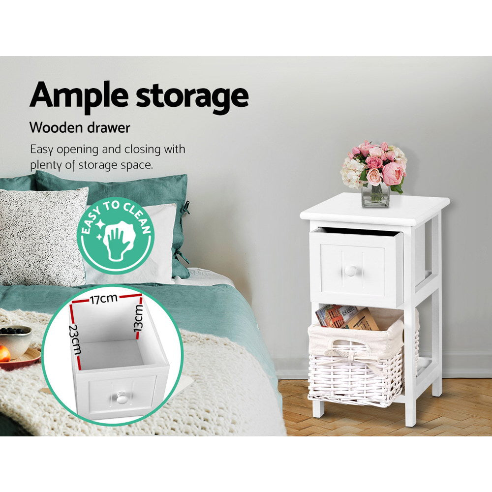 2 PCS Bedside Table - White