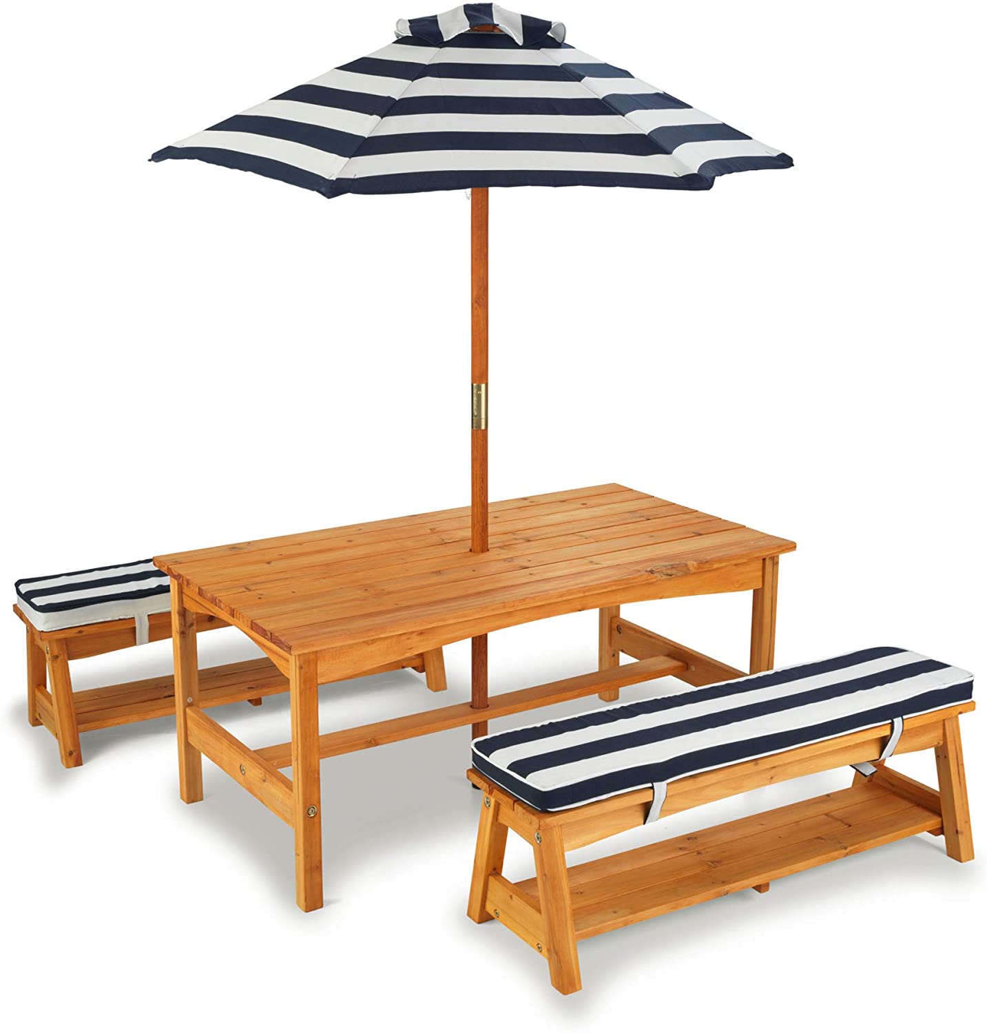 Kids Outdoor Table and Chairs Picnic Bench Set Umbrella Water Sand Pit Box