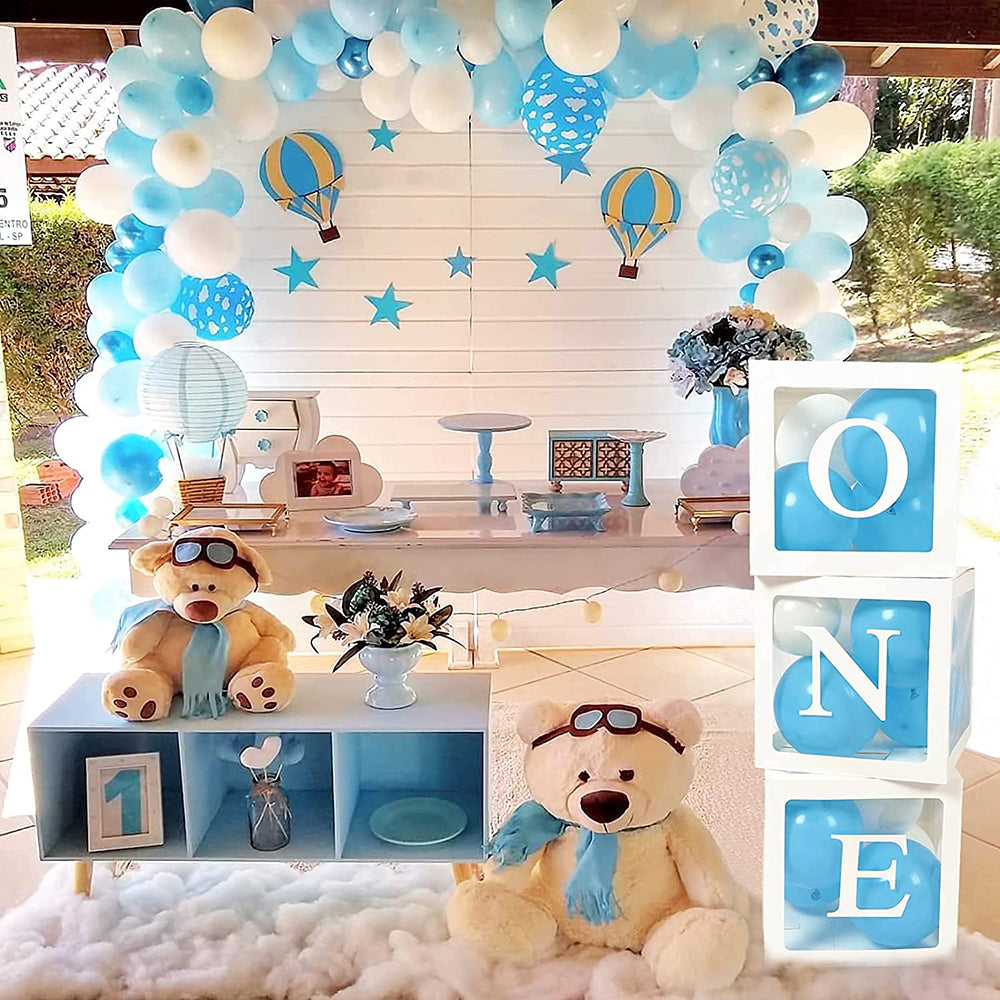 ONE Balloons Box Clear Birthday Party