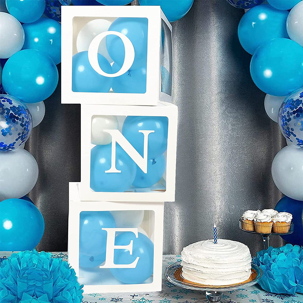 ONE Balloons Box Clear Birthday Party