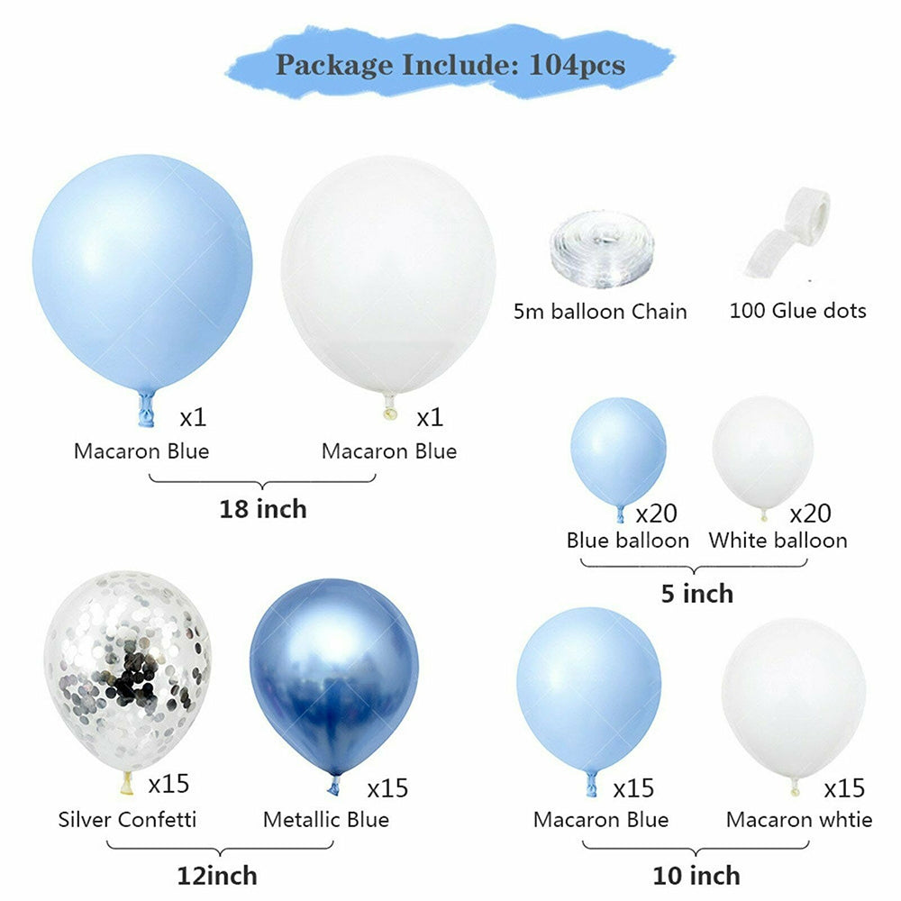 104PCS Blue Balloon Arch Kit Set Garland Birthday Baby Shower Party Decor