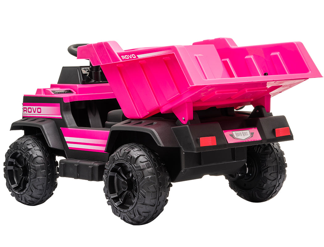 KIDS Electric Ride On Children's Toy Dump Truck with Bluetooth Music - Pink