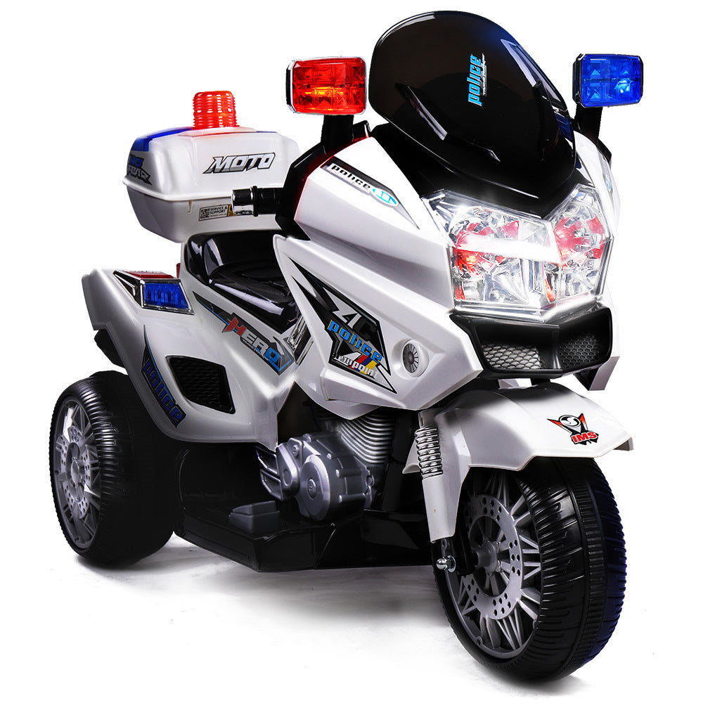 Electric Ride-On Motorcycle Children Police Patrol Bike Toy Trike