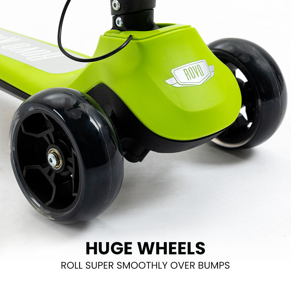 KIDS 3-Wheel Electric Scooter, Ages 3-8, Adjustable Height, Folding, Lithium Battery, Green