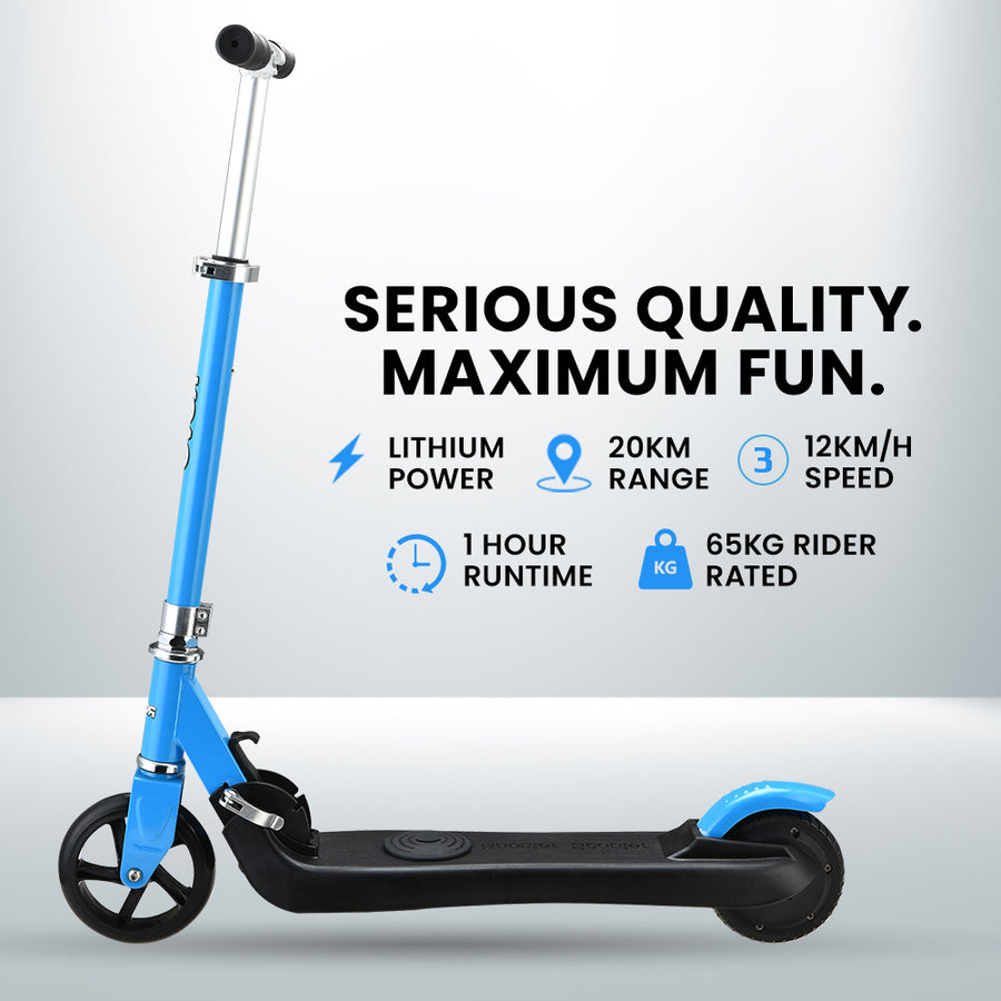 KIDS Electric Scooter Lithium Ride-On Foldable E-Scooter 125W Rechargeable, Blue