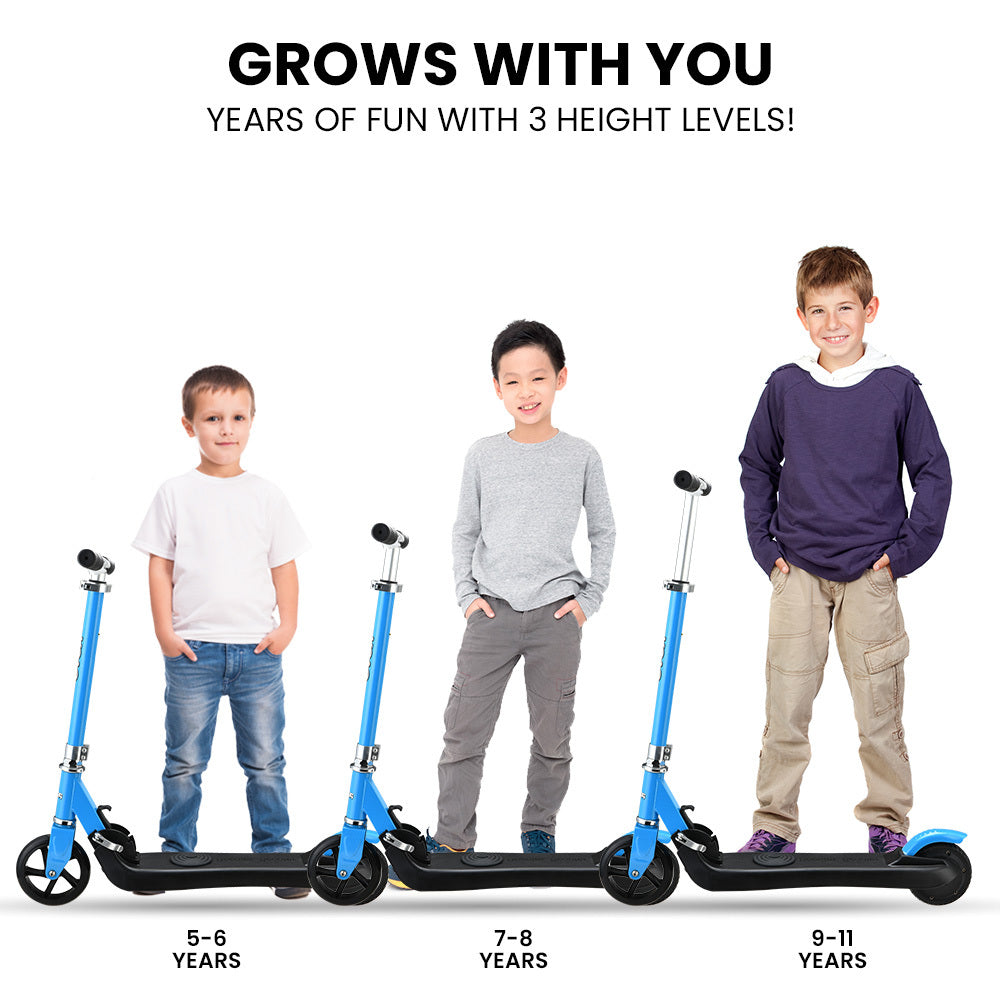 KIDS Electric Scooter Lithium Ride-On Foldable E-Scooter 125W Rechargeable, Blue