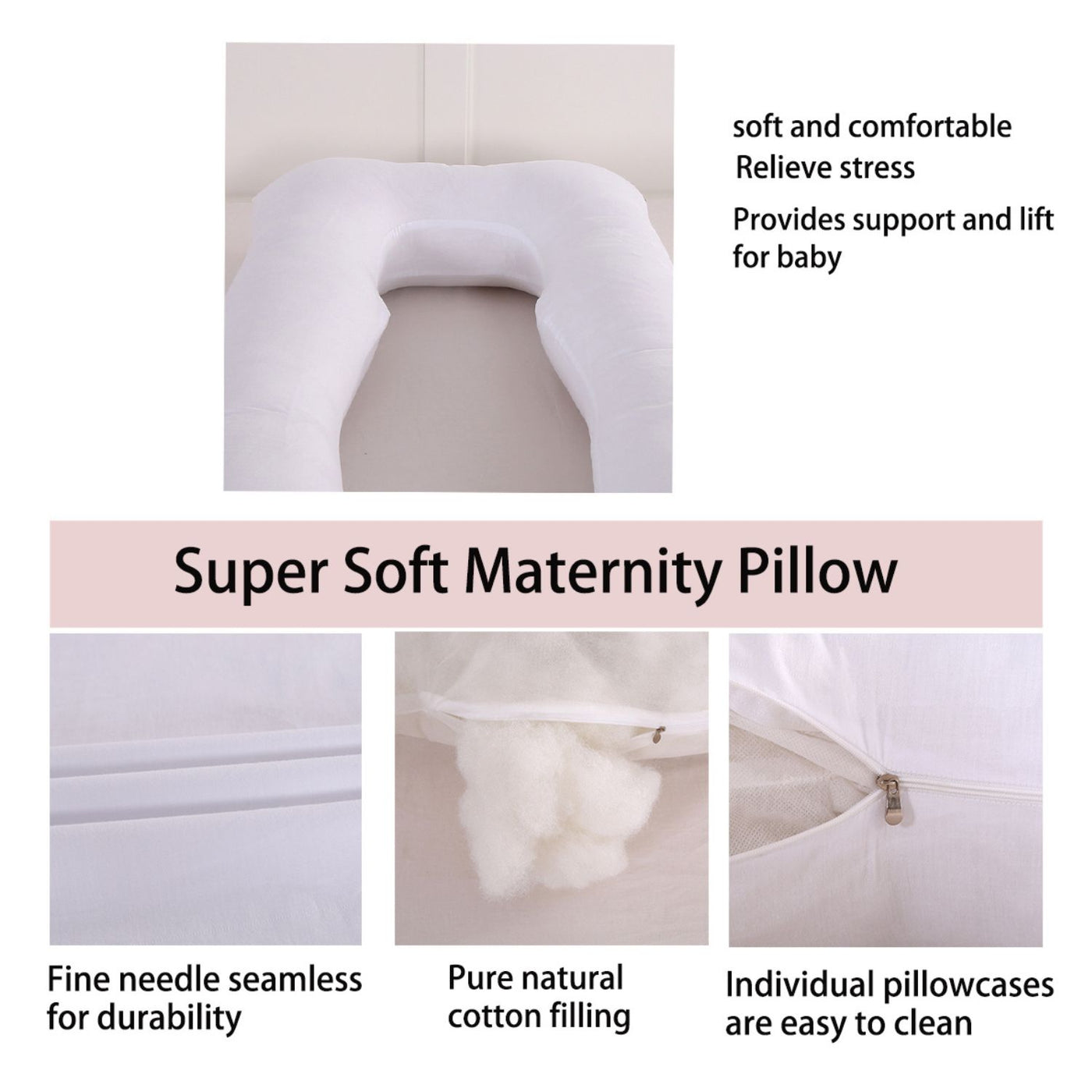 Pregnancy/Maternity/Nursing Pillow with Pillowcase (White)