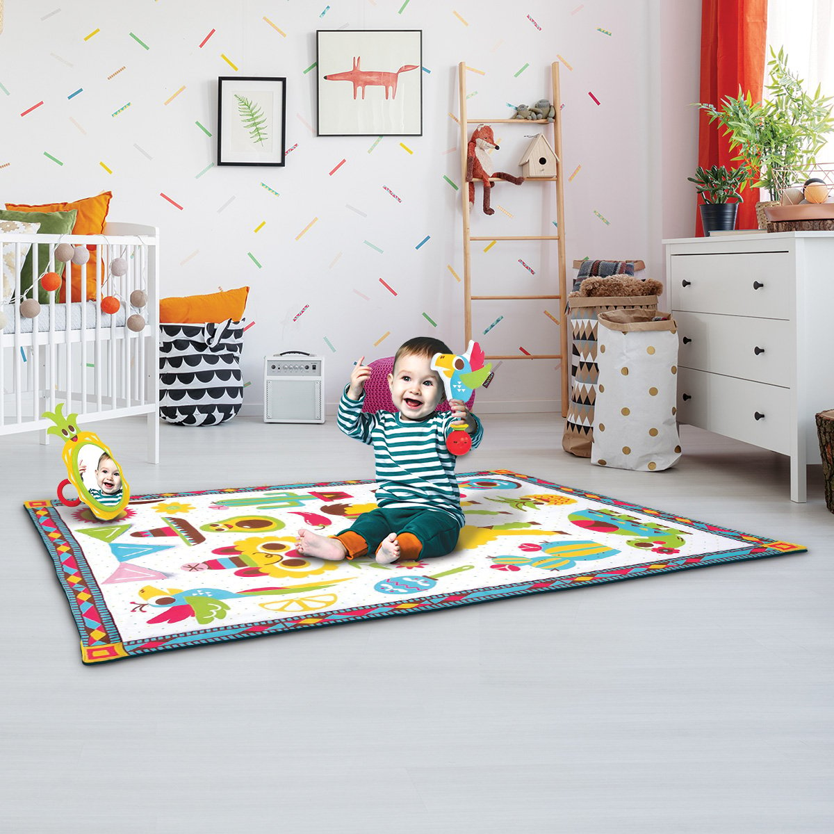 Kids Baby Activity Playmat To Bag With Musical Rattle Padded