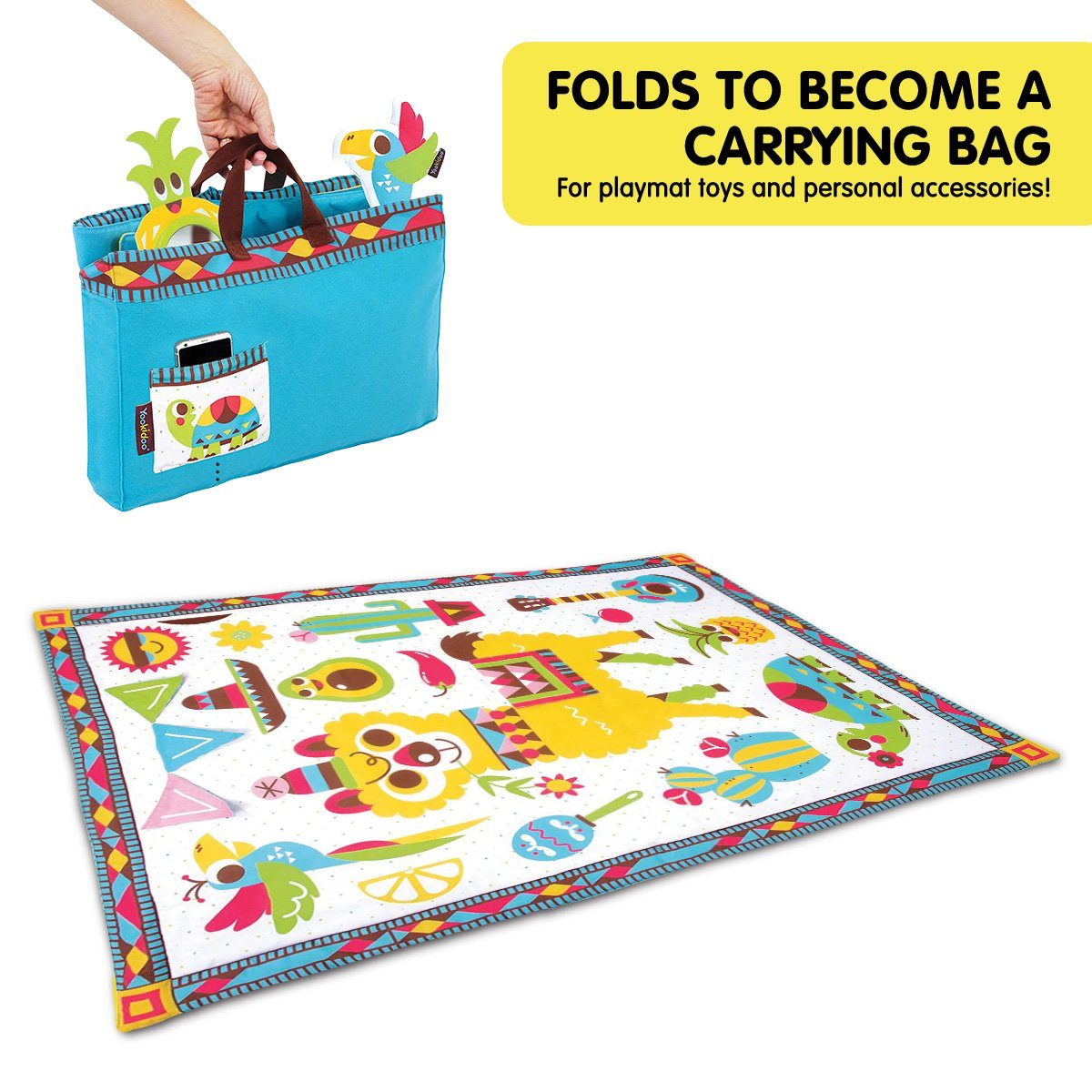 Kids Baby Activity Playmat To Bag With Musical Rattle Padded