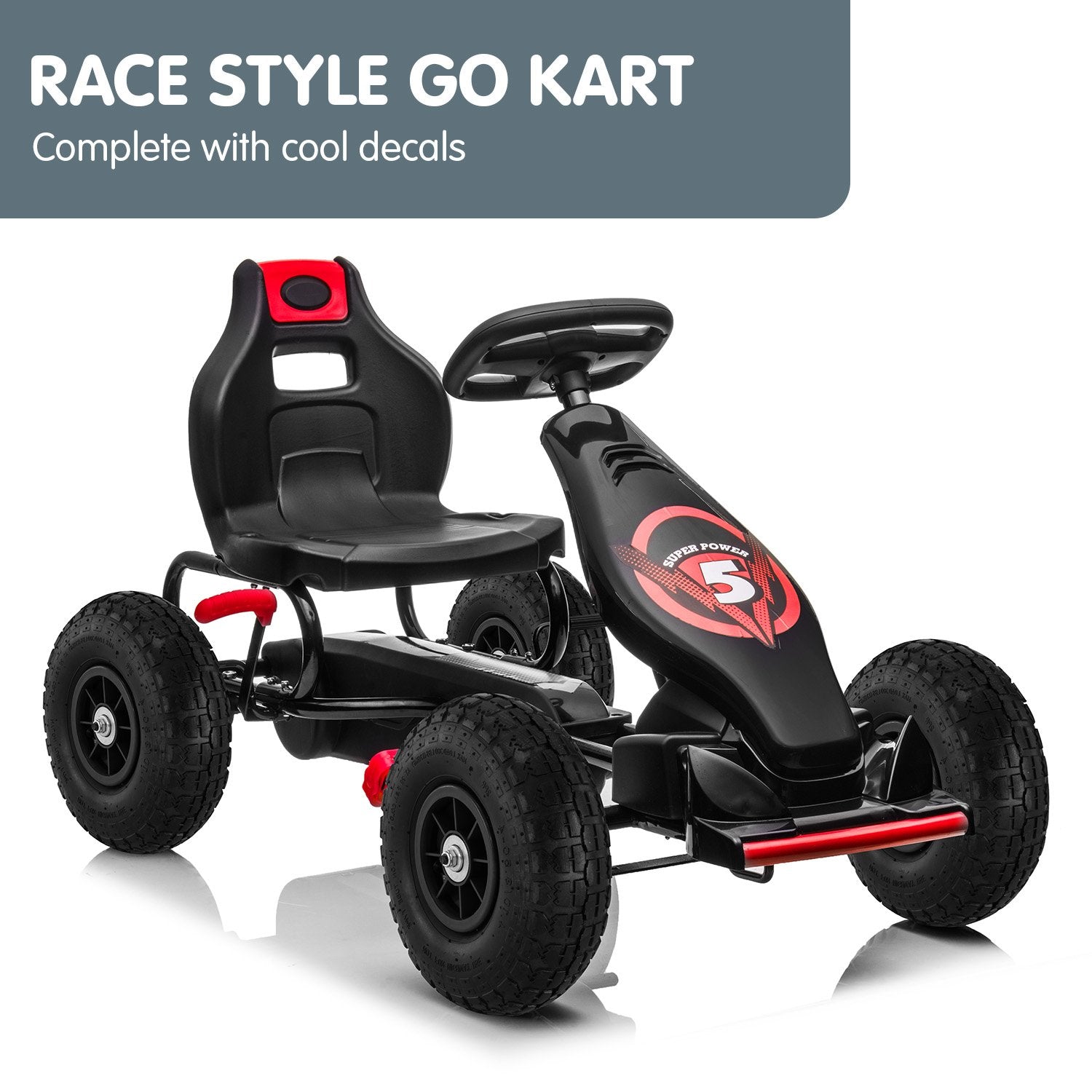 Kids Ride On Pedal Powered Go Kart Racing Style - Red