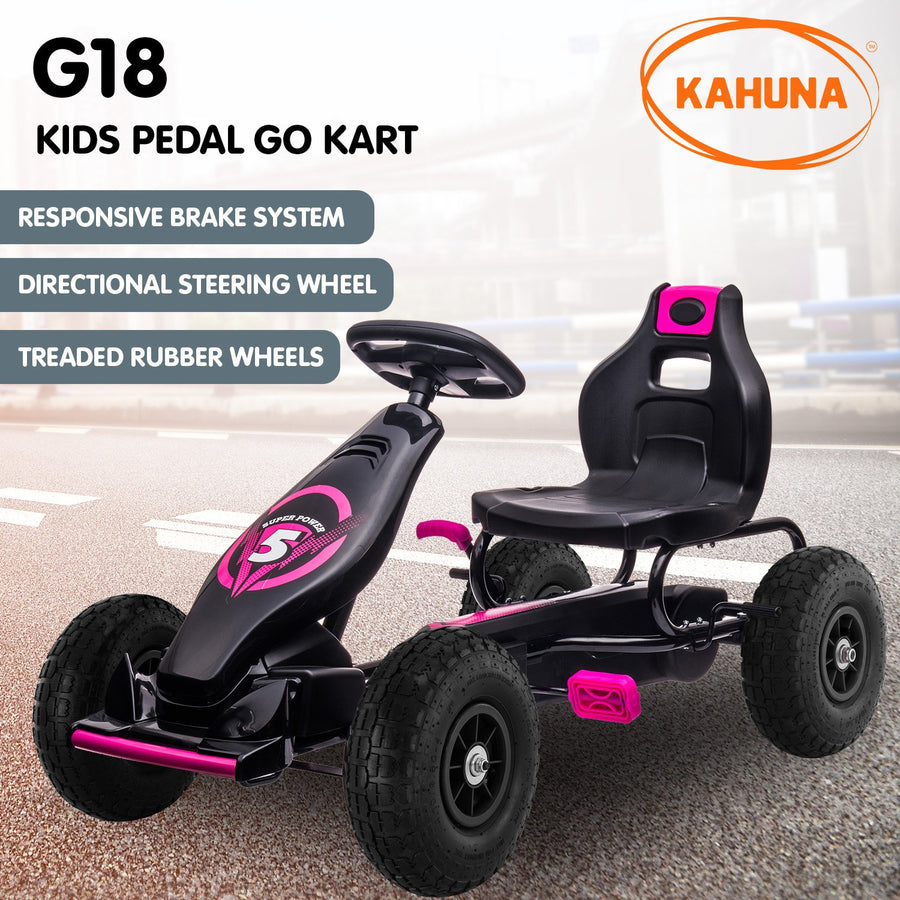 Kids Ride On Pedal Go Kart - Rose Pink