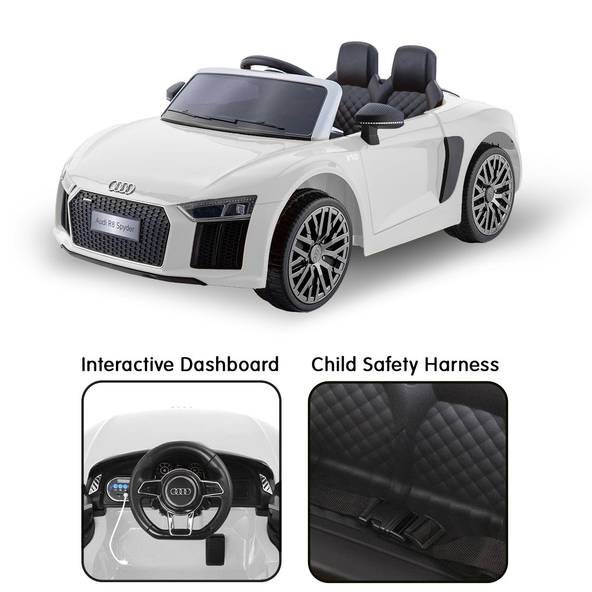 Spyder Audi Licensed Kids Electric Ride On Car Remote Control - White