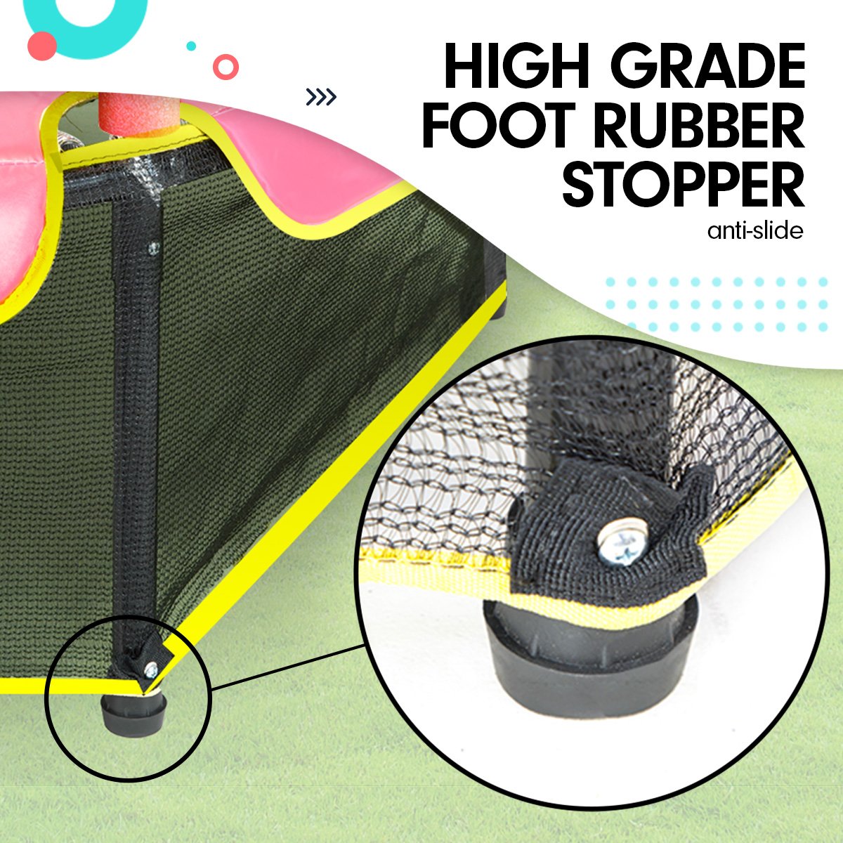 4.5ft Trampoline - Green / Pink