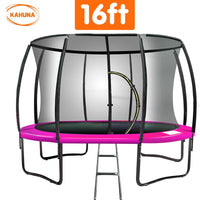 16ft Trampoline Free Ladder Spring Mat Net Safety Pad Cover Round Enclosure - Pink