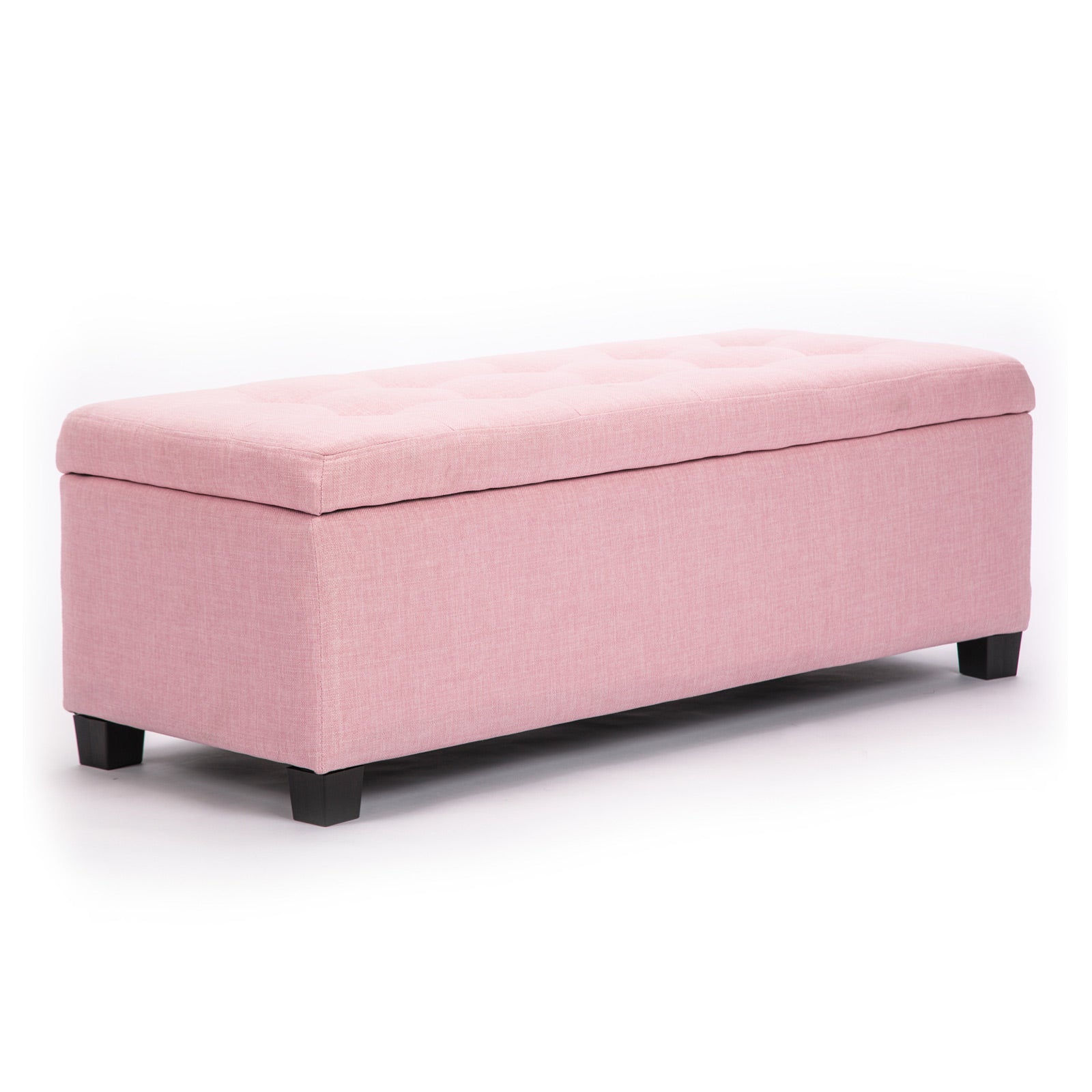 Pink Storage Ottoman Stool Fabric