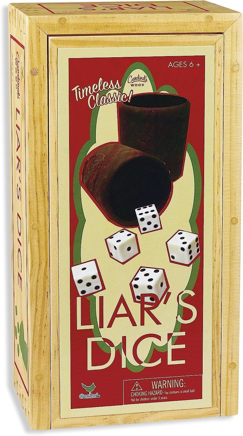 Cardinal Games Liars Dice in Wood Box Retro Game - SM Everyday Living