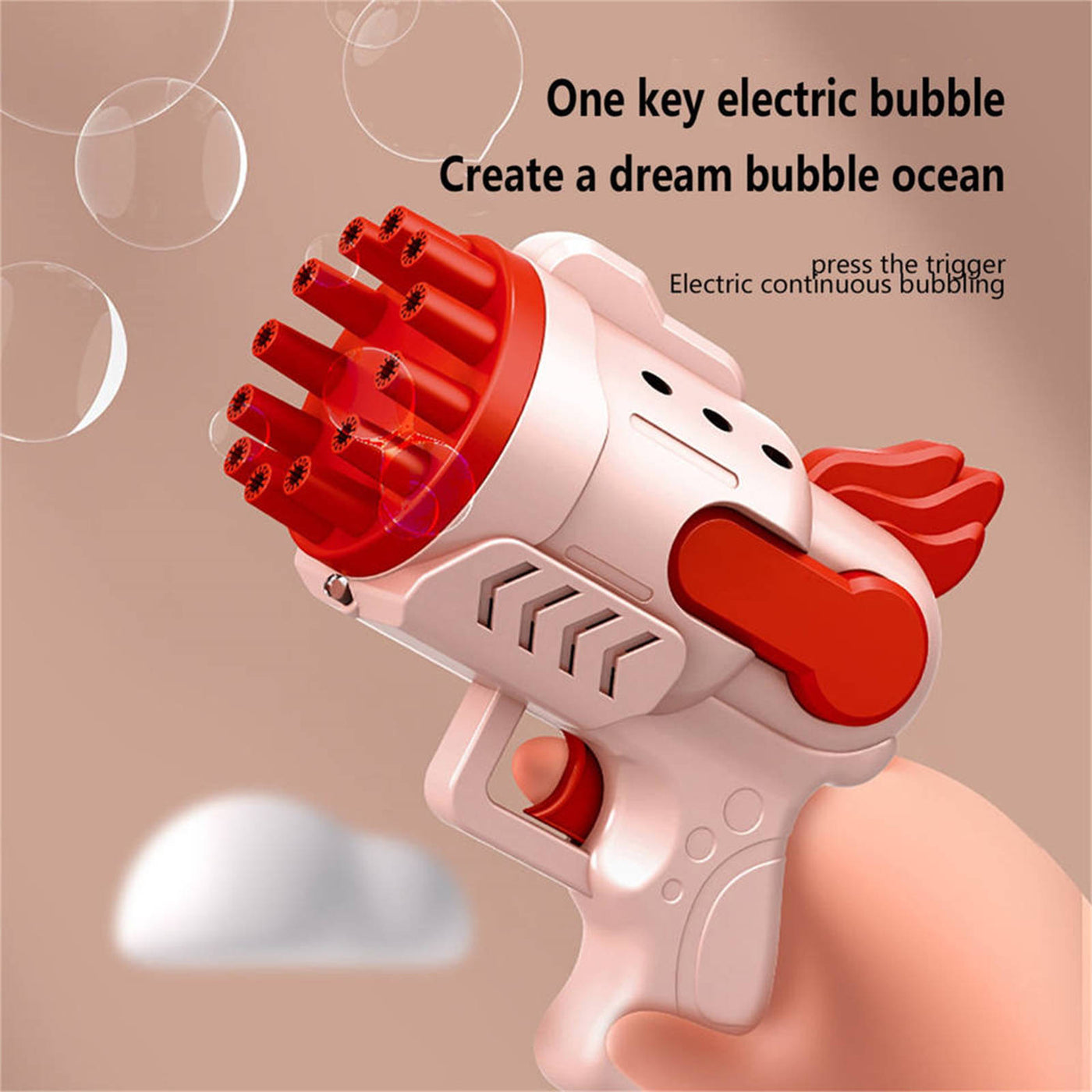 Angel 12-Hole Bubble Gun a Dual-Purpose Bubble Fan for Children to Play Pink