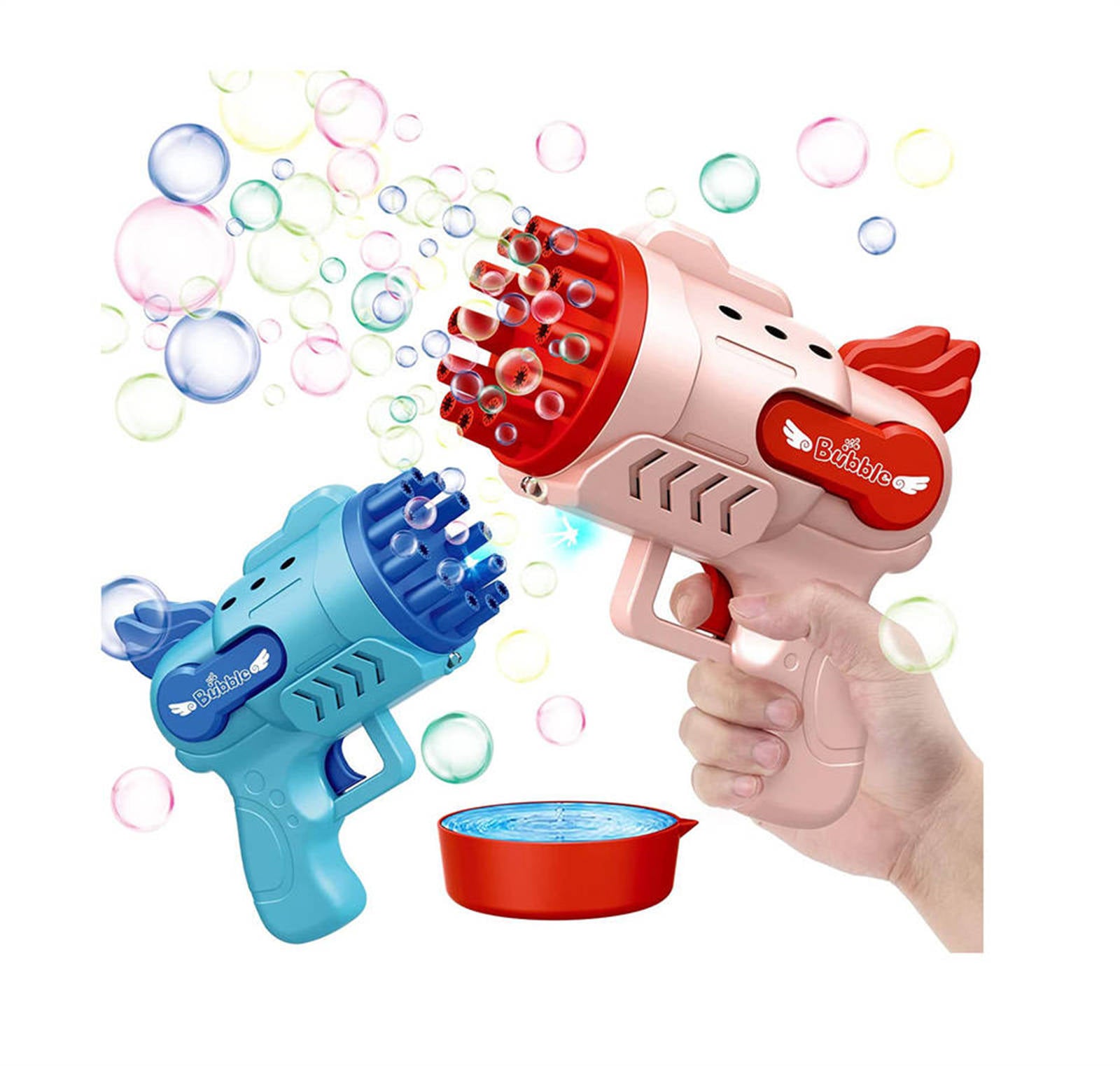 Angel 12-Hole Bubble Gun a Dual-Purpose Bubble Fan for Children to Play Pink