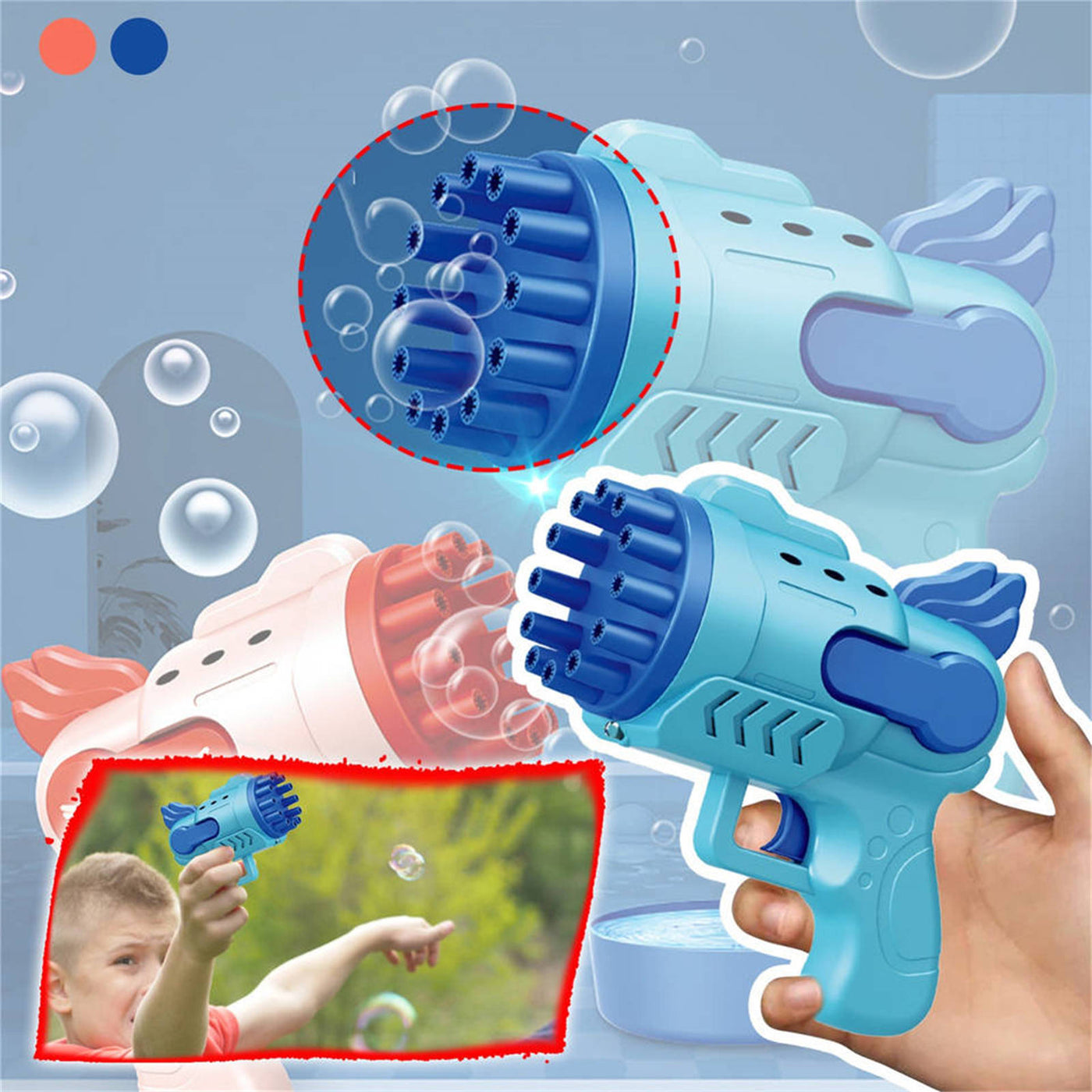 Angel 12-Hole Bubble Gun a Dual-Purpose Bubble Fan for Children to Play Pink