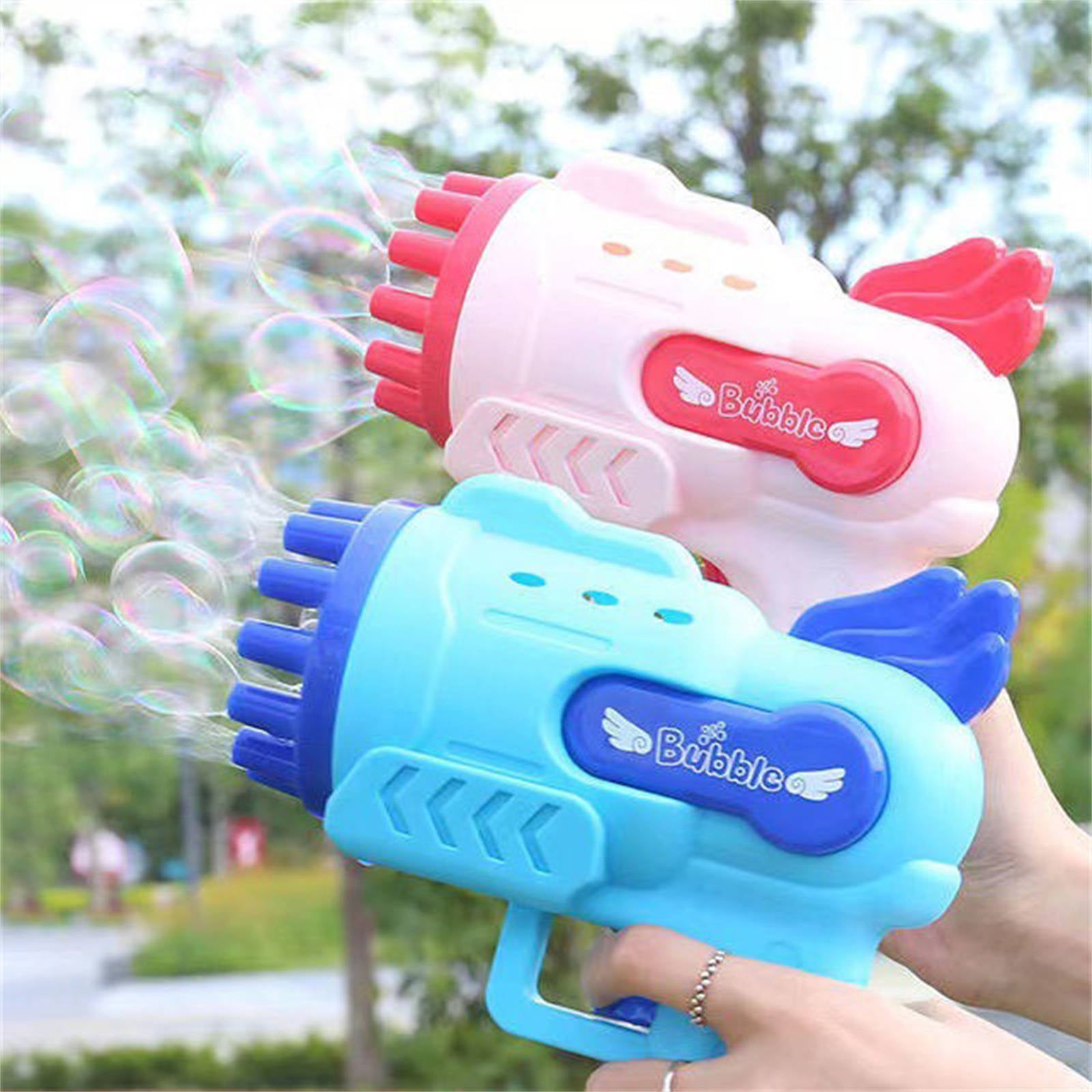Angel 12-Hole Bubble Gun a Dual-Purpose Bubble Fan for Children to Play Pink