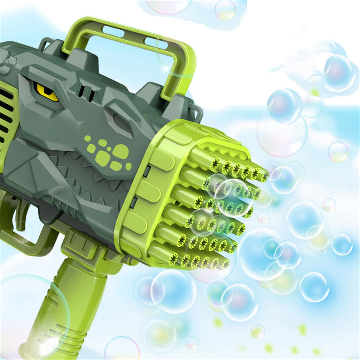 Dinosaur Bazooka Bubble Gun 64-Hole Fully Automatic Rechargeable Bubble Machine