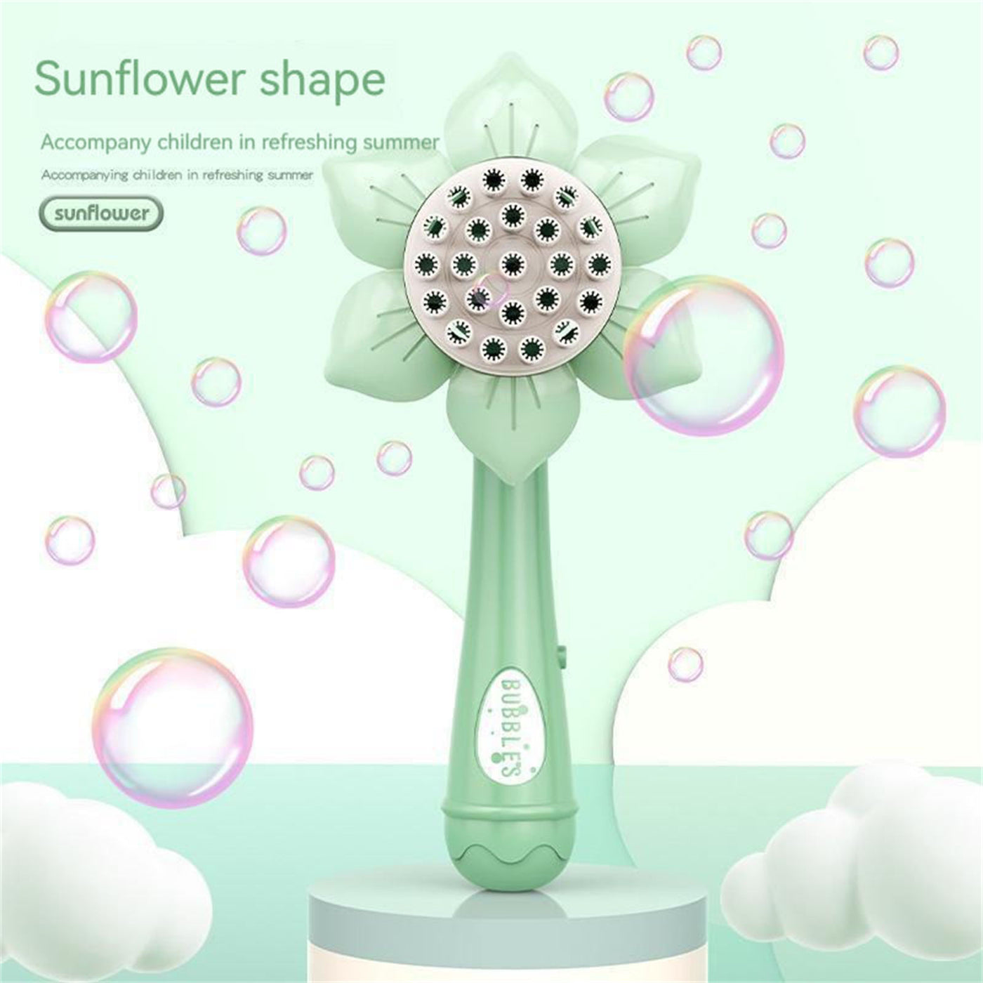Bubble Gun Toy Sunflower Stick Flower Shower Machine 23 Hole Children Toy Green