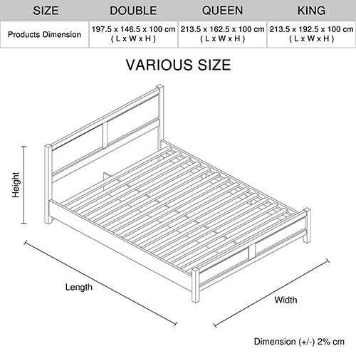 Queen Size Bed Frame Natural Wood in Oak Colour