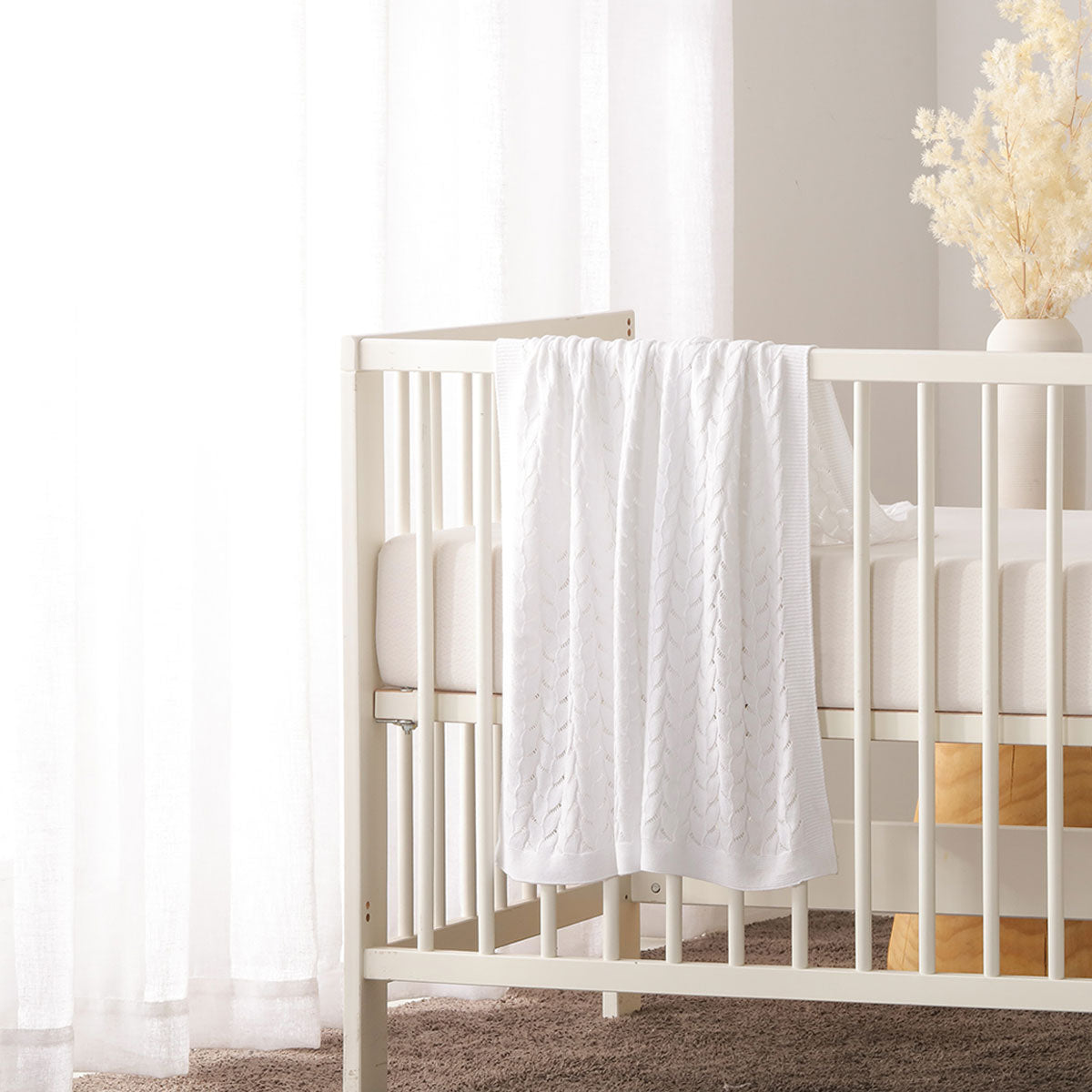 Little Gem Lyla White Cotton Baby Blanket 75 x 100 cm