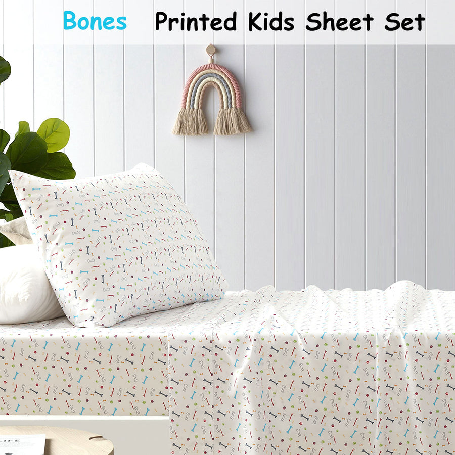 Happy Kids Bones Kids Printed Sheet Set King Single