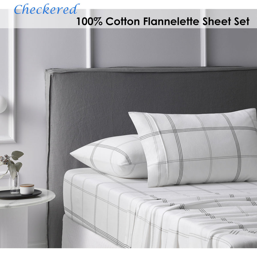 Accessorize Cotton Flannelette Sheet Set Checkered Single
