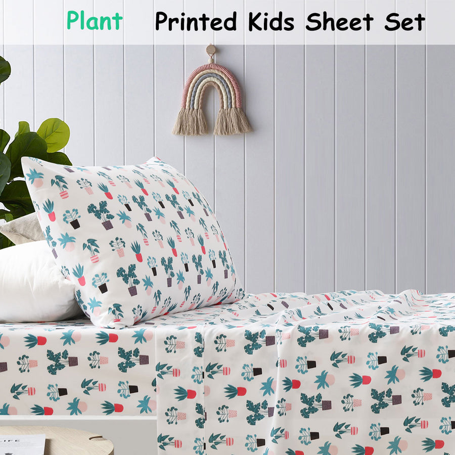 Happy Kids Plant Kids Printed Sheet Set King Single