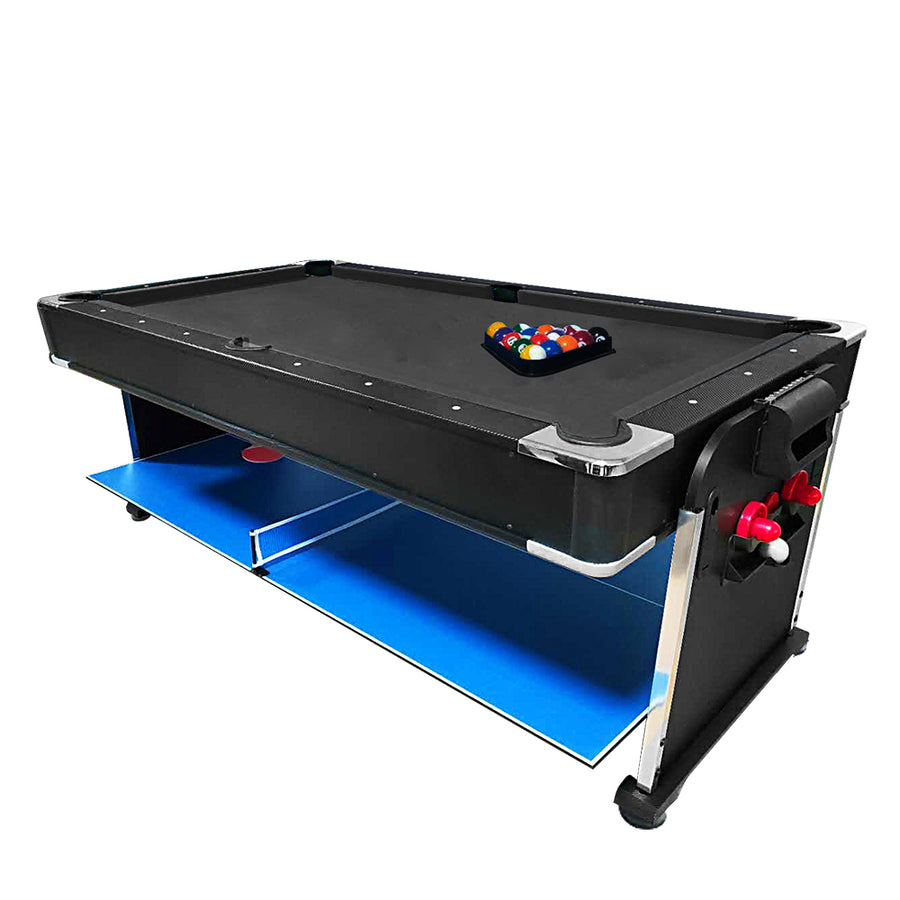 7Ft 4-In-1 Convertible Air Hockey / Pool Billiards /Dining table /Table Tennis Table Black Felt For Billiard Gaming Room Free Accessory