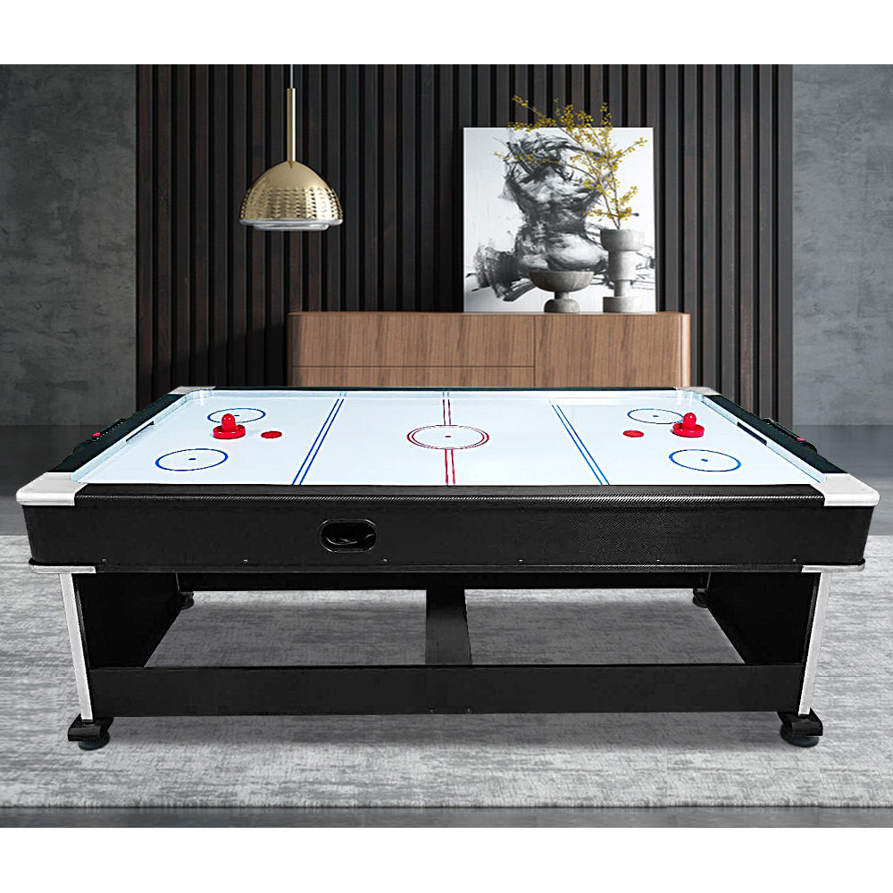 7Ft 4-In-1 Convertible Air Hockey / Pool Billiards /Dining table /Table Tennis Table Black Felt For Billiard Gaming Room Free Accessory