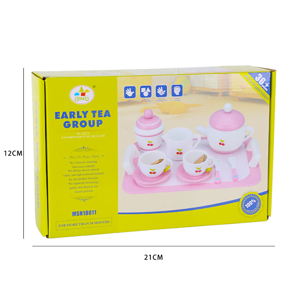 Kids Wooden Kitchen Tea Set Pretend Play