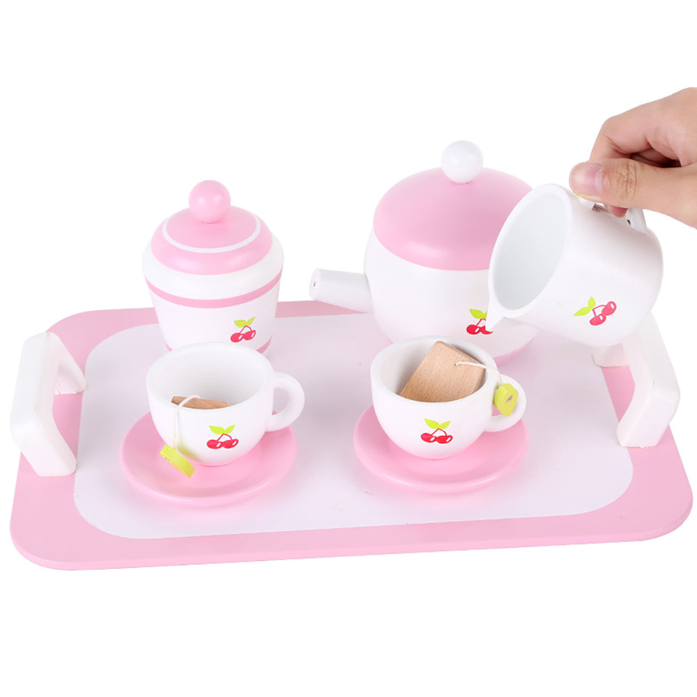 Kids Wooden Kitchen Tea Set Pretend Play