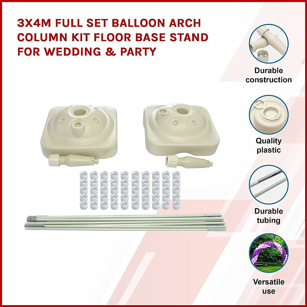 3x4m Full Set Balloon Arch Column Kit Floor Base Stand For Party