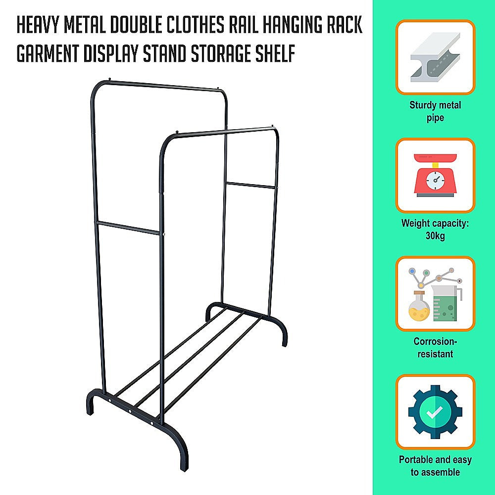 Heavy Metal Double Clothes Rail  Stand