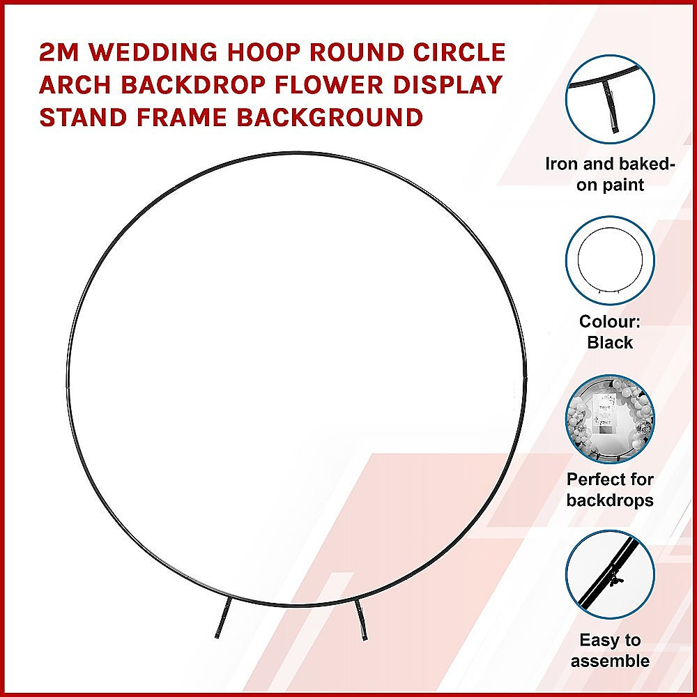 2M Hoop Round Circle Arch Backdrop Flower Display Stand Frame Background