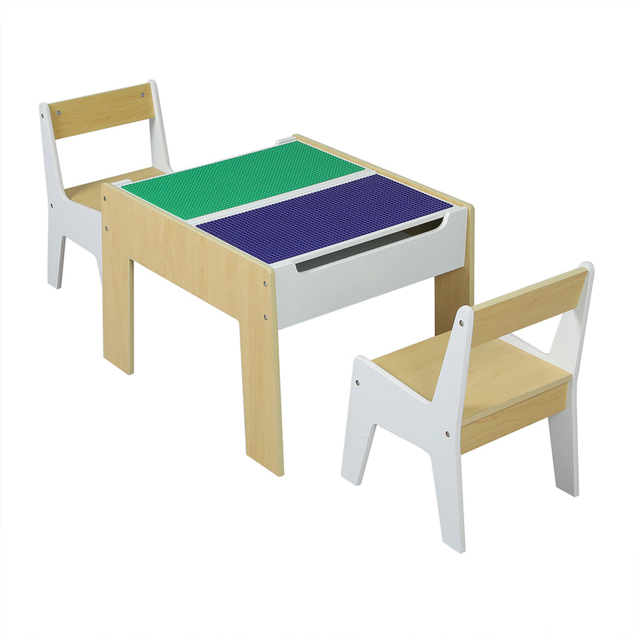 Kids Table And Chairs Building Blocks Set Wooden