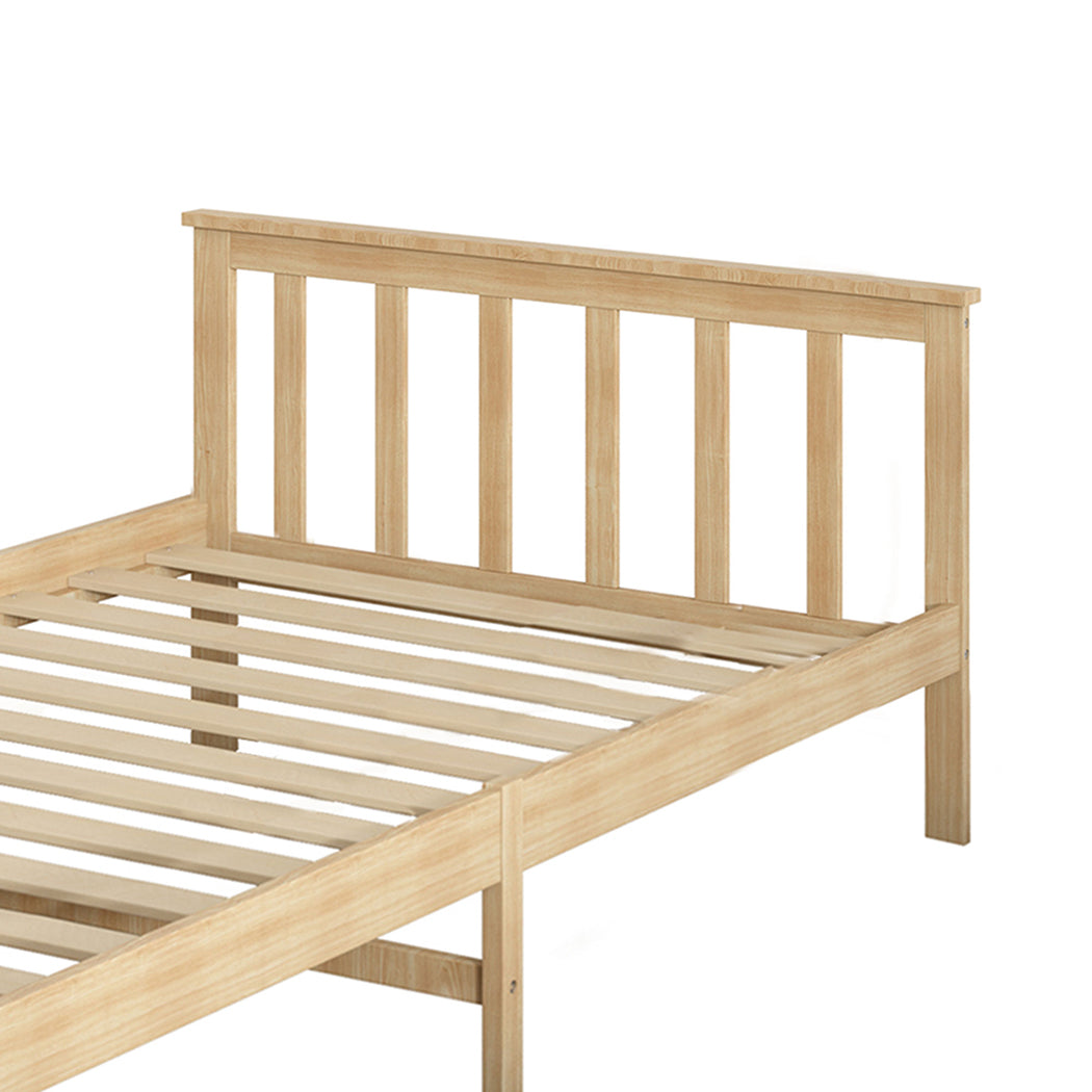 Wooden Bed Frame King Single Size Mattress Base Solid Pine Wood Natural