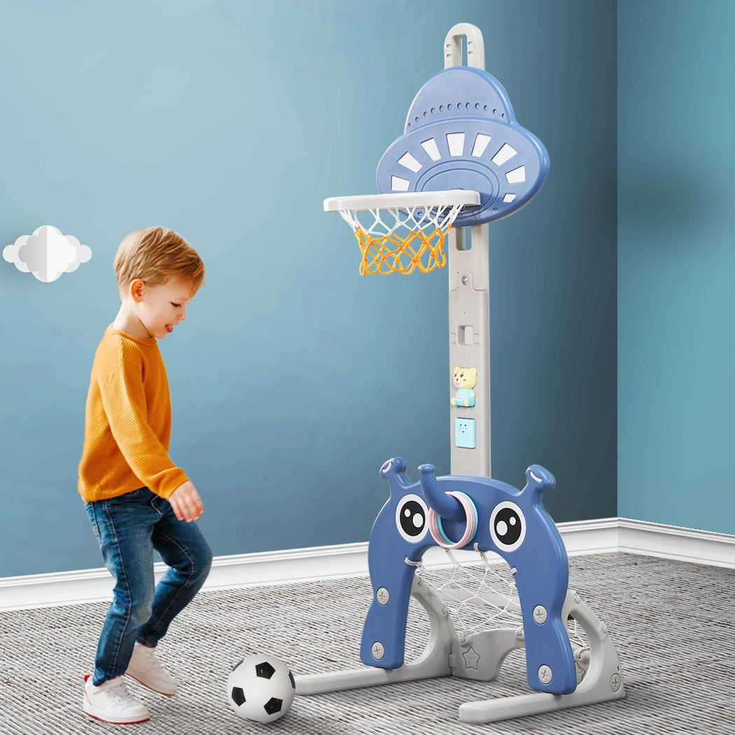 Kids Basketball Hoop Set Stand Sports Gift Toys 5-in-1 Adjustable Height