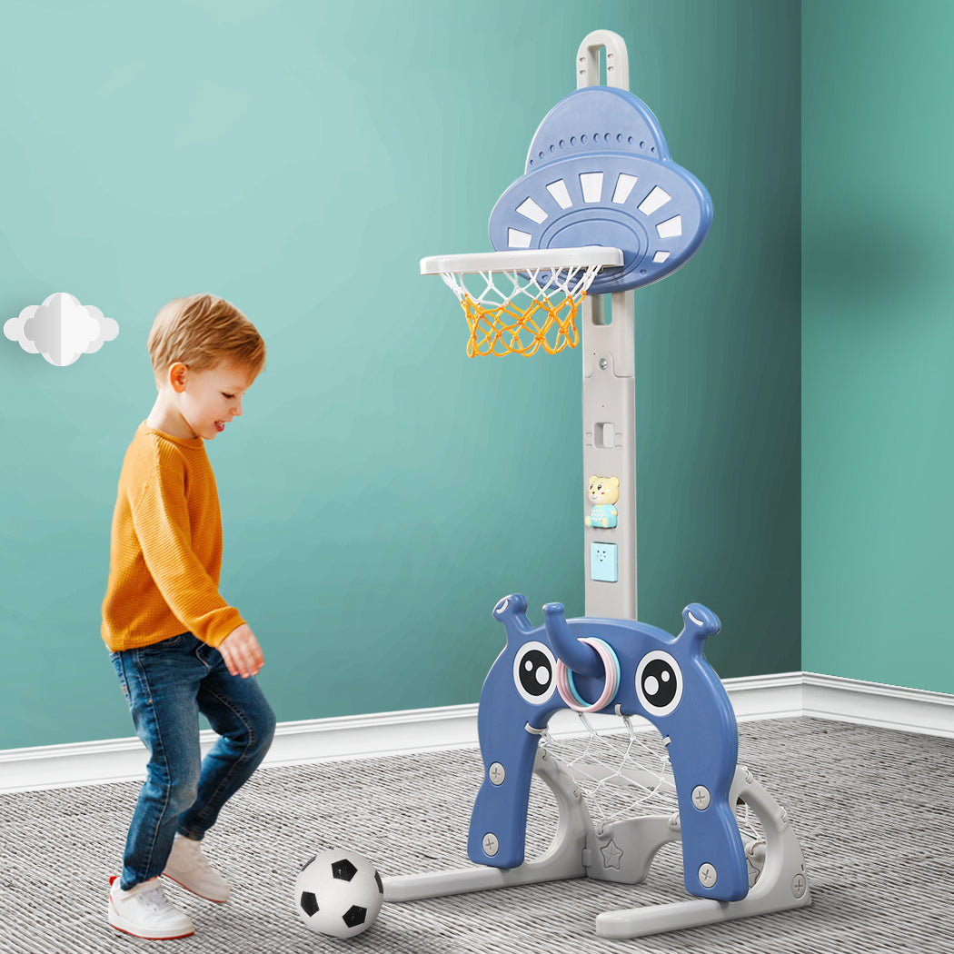 Kids Basketball Hoop Set Stand Sports Gift Toys 5-in-1 Adjustable Height